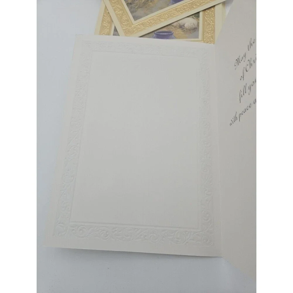 Greeting Merry Christmas Card Nativity Baby Jesus Gold Foil Kmart VTG Bethlehem